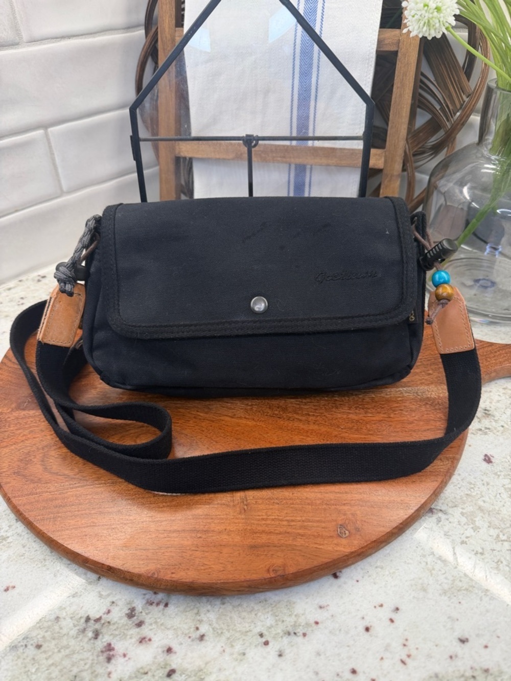 GOOTIUM Canvas Small Crossbody Purse - Flap Shoulder Bag Daily Essentials Pouch